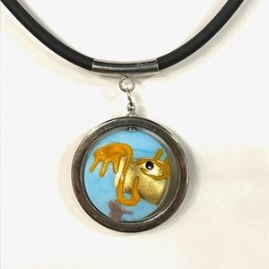 Abstract Glass Necklace - Blue